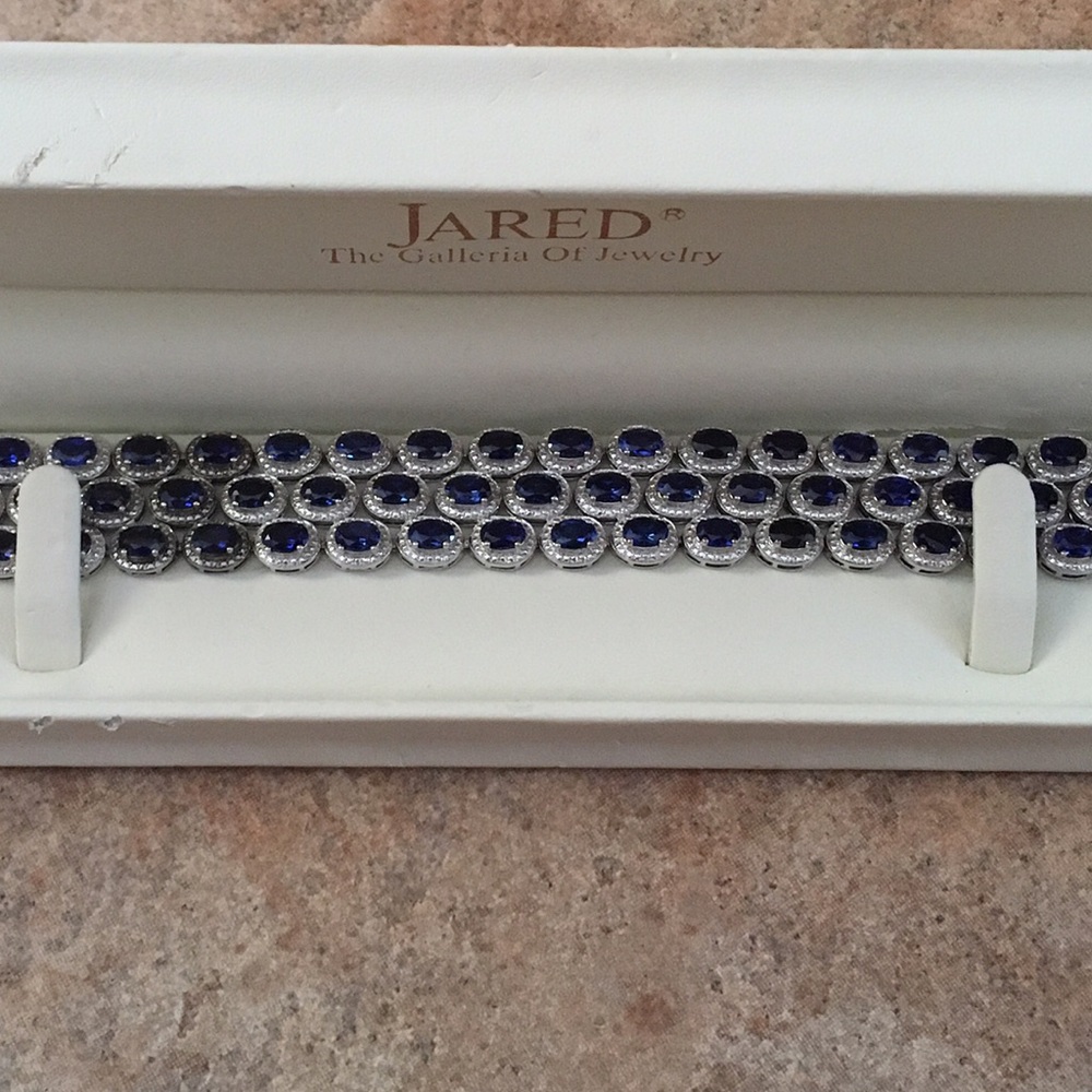 Jared 3-Row Sterling Silver & Sapphire Bracelet